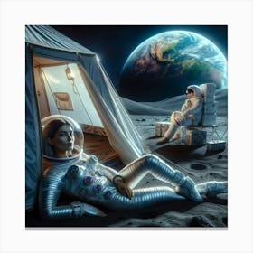 Camping On The Moon Canvas Print