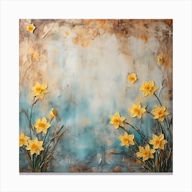 Daffodils Waving Stem Pointed Leaves Yellow Flashes Brown 7 Canvas Print