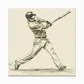 Baseball Player Swinging A Bat Canvas Print