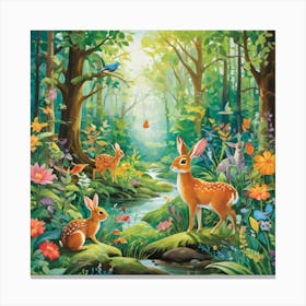 Deer In The Forest Canvas Print