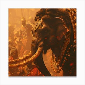 Elephants In A Crowd Canvas Print