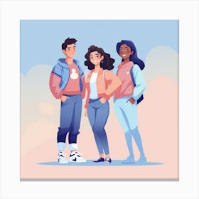 Illustration Of A Group Of Friends Canvas Print