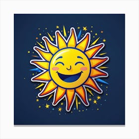 Lovely smiling sun on a blue gradient background 105 Canvas Print