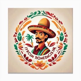 Mexican Man In Sombrero 1 Canvas Print