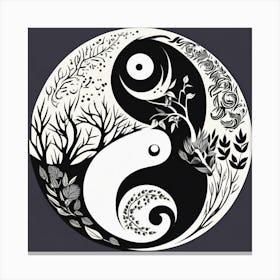 Yin Yang,Yin And Yang Symbol With Natural Elements Representing Balance And Harmony Canvas Print