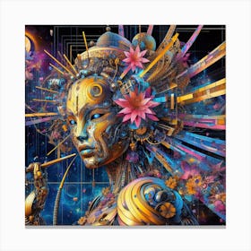 Woman With A Robot Head Canvas Print