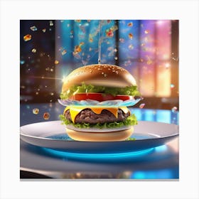 Burger On A Plate 53 Canvas Print