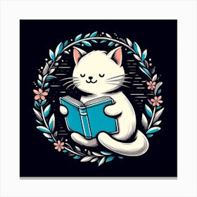 Cat Reading A Book Canvas Print