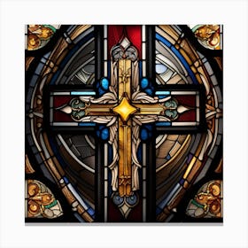 Stained Glass Cross Canvas Print
