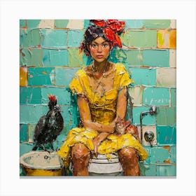 Girl On A Toilet Canvas Print