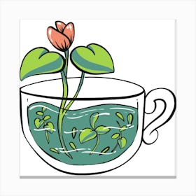 Tea Cup With Flower Canvas Print