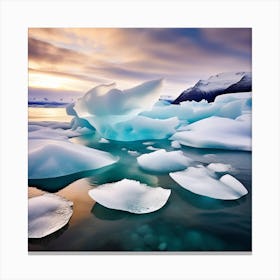 Icebergs At Sunset 41 Canvas Print