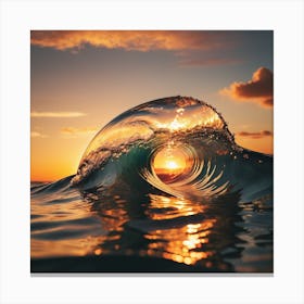 Sunset Ocean Wave Canvas Print