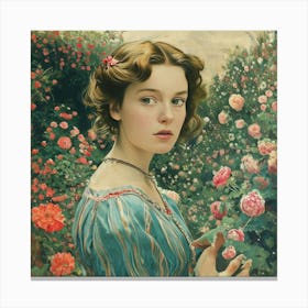 Girl In A Garden 18 Canvas Print