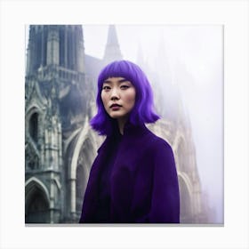 Purple Haired Woman Canvas Print