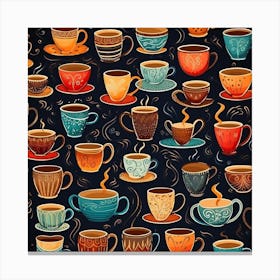 Coffee Cups Seamless Pattern Canvas Print