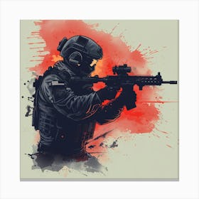 Soldier With Rifle Canvas Print