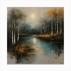 Moonlight Over The River 1 Canvas Print