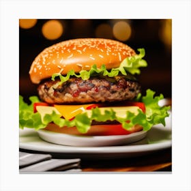 Hamburger On A Plate 6 Canvas Print