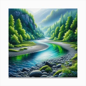River In The Forest 14 Canvas Print