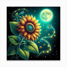 Sunflower And Moon Canvas Print