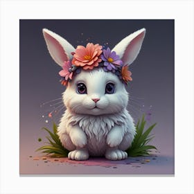 Rabbit- flowers Canvas Print