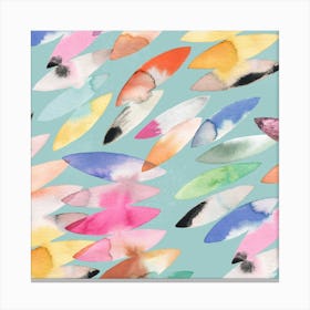 Surf Abstract Colorful Teal Square Canvas Print