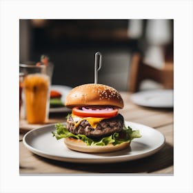 Burger On A Plate 7 Canvas Print