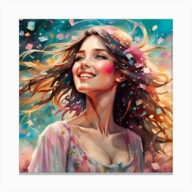 Girl With Confetti Canvas Print