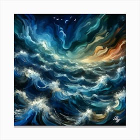 Abstract Oil Painting Of Raging Ocean 6 Copy Canvas Print