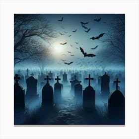 Graveyard At Night 16 Canvas Print