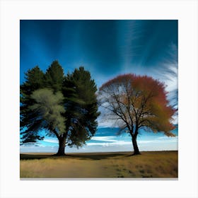 Two Trees In A Field Canvas Print