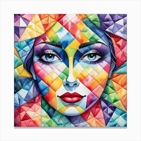 Colorful Face Of A Woman 1 Canvas Print