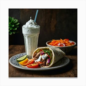 Gyro Sandwich On A Plate 1 Canvas Print