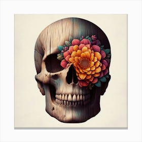 A wooden skull 3 Canvas Print