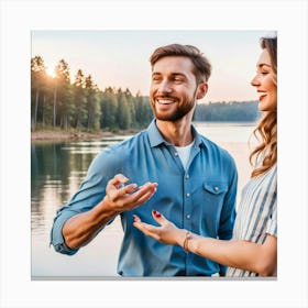 Happy Couple Holding Hands Canvas Print