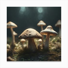 Mushrooms In The Forest 30 Canvas Print