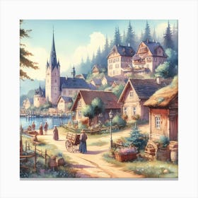 Village By The Water Canvas Print