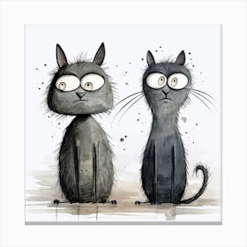Two Cats Punctuated Caricature Canvas Print