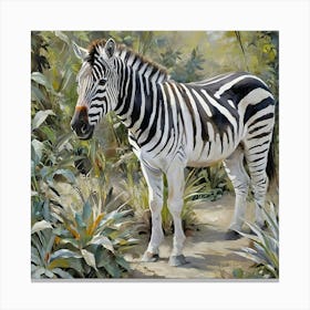 Zebra in a jungle Canvas Print