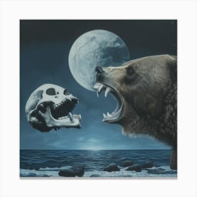 Bear And Skull Canvas Print