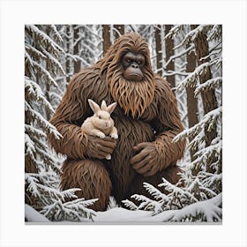 Bigfoot And Bunny Canvas Print