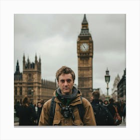 Portrait Of A Man In Front Of Big Ben Canvas Print