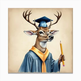 Deer In Graduation Cap Canvas Print