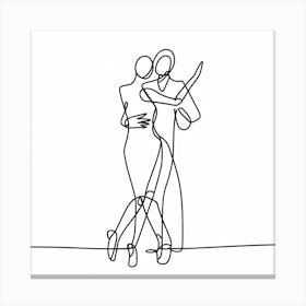 Continuous Line Drawing Of A Couple Dancing 2 Canvas Print