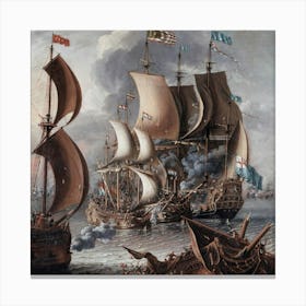 Battle Of The Fleet Canvas Print