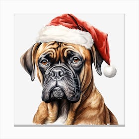 Boxer Dog With Santa Hat 7 Canvas Print
