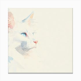 Watercolor Of A White Cat Canvas Print