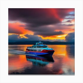 Sunset On A Ferry 14 Canvas Print