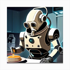 Robot Eating Pancakes Canvas Print